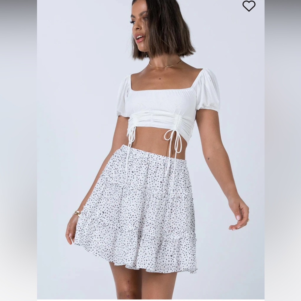 PRINCESS POLLY Rasmus Mini Skirt White Women’s Size USA 12 Like New Worn Once
